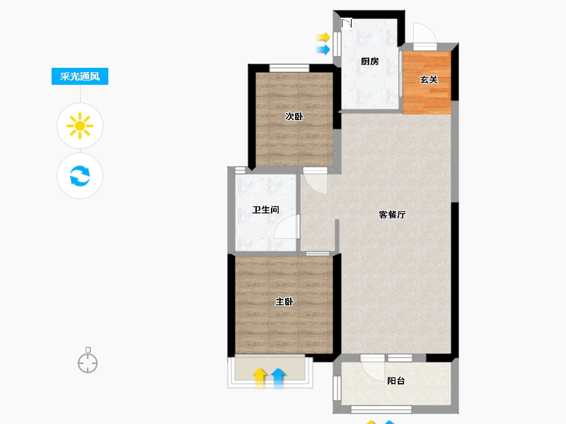 山东省-青岛市-鑫江花漾里-68.01-户型库-采光通风