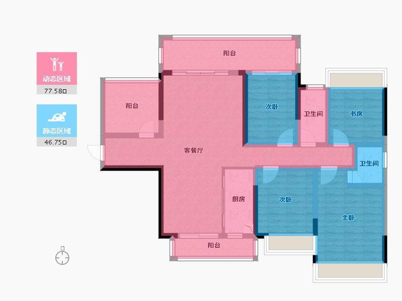 广西壮族自治区-贵港市-奥园顾荣幸福里-109.43-户型库-动静分区