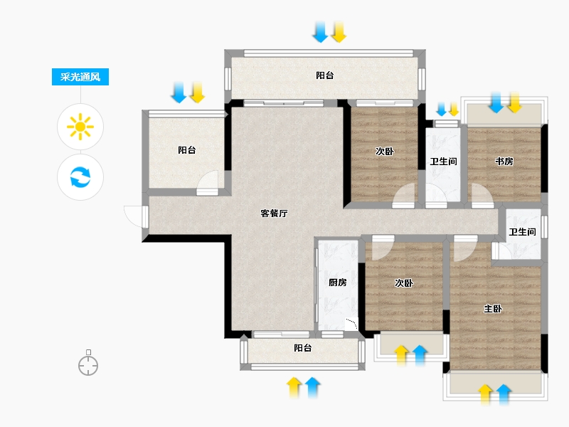 广西壮族自治区-贵港市-奥园顾荣幸福里-109.43-户型库-采光通风