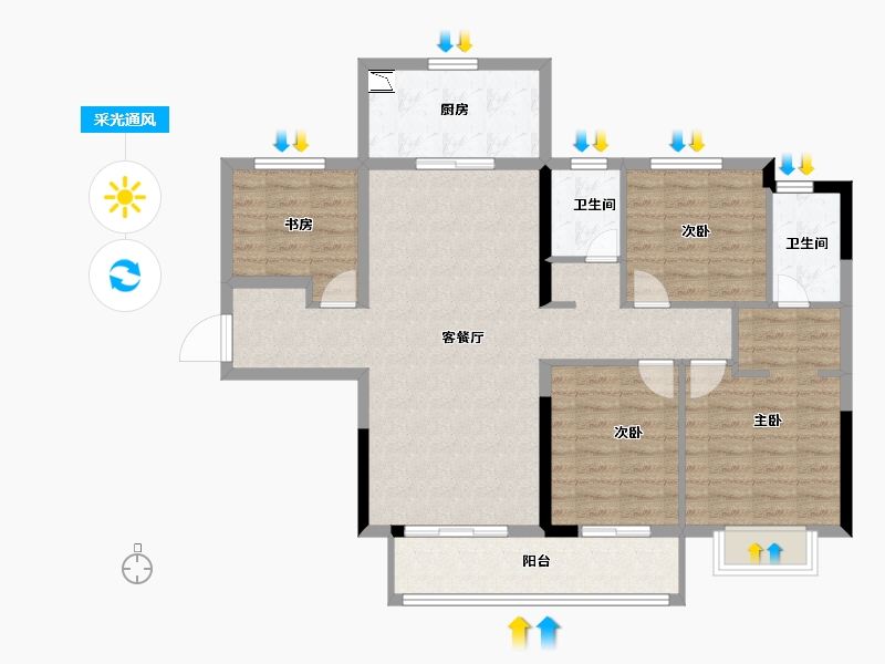 湖南省-长沙市-梅溪悦章-104.71-户型库-采光通风