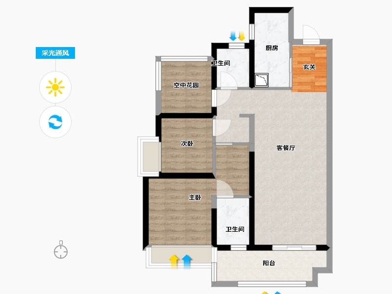 广东省-湛江市-保利・海上大都汇-76.34-户型库-采光通风