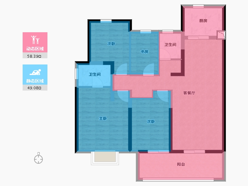 河南省-郑州市-保利文化广场二期-95.15-户型库-动静分区