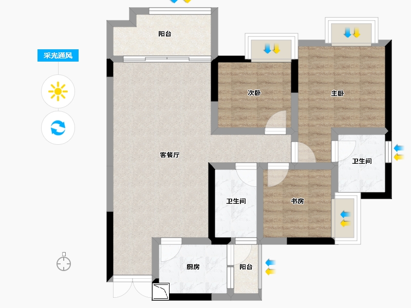 四川省-德阳市-江岸铭座-75.80-户型库-采光通风