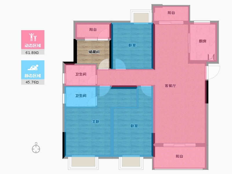 江西省-南昌市-华邦观湖别院-100.90-户型库-动静分区