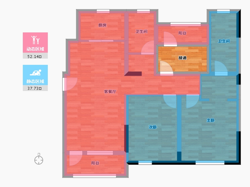 新疆维吾尔自治区-石河子市-石府公馆-83.51-户型库-动静分区