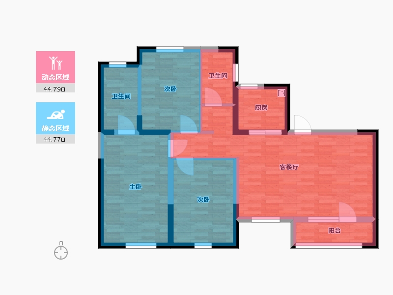 新疆维吾尔自治区-石河子市-石府公馆-79.41-户型库-动静分区