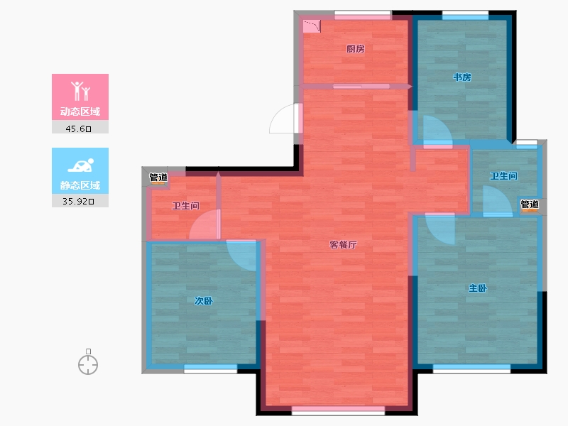 新疆维吾尔自治区-石河子市-石府 新都市-73.05-户型库-动静分区