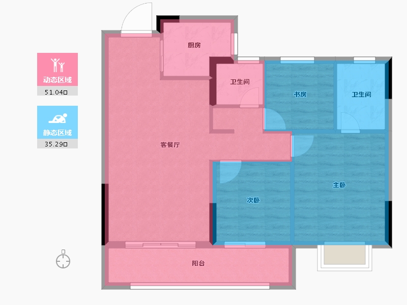 江西省-南昌市-九颂康瑞|和园-77.82-户型库-动静分区