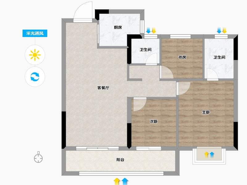 江西省-南昌市-九颂康瑞|和园-77.82-户型库-采光通风