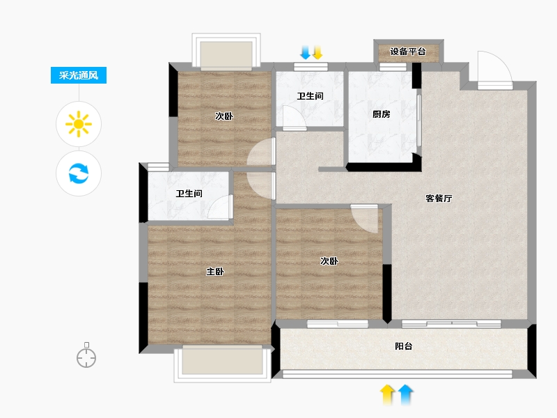 江西省-南昌市-九颂康瑞|和园-84.85-户型库-采光通风