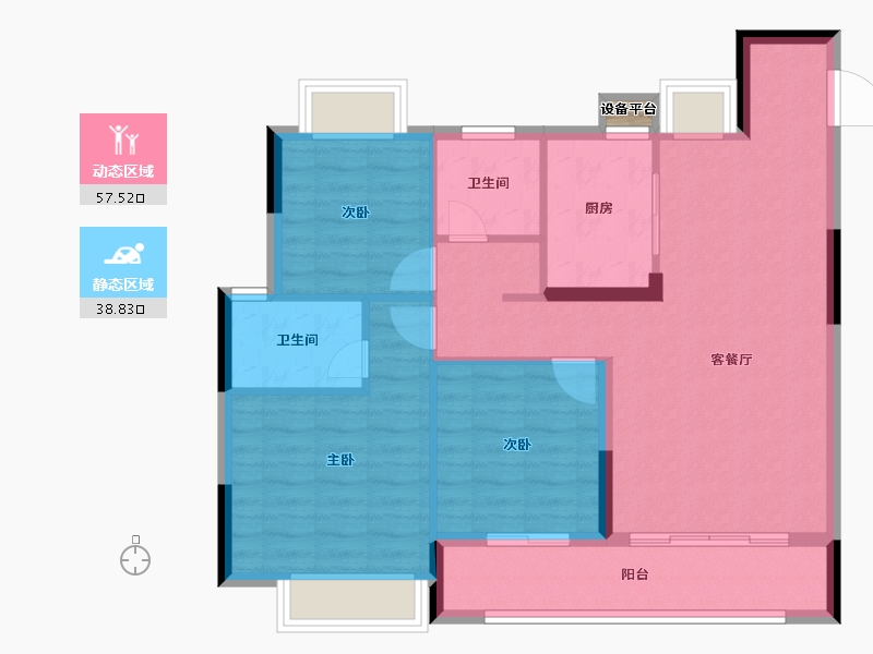 江西省-南昌市-九颂康瑞|和园-87.36-户型库-动静分区