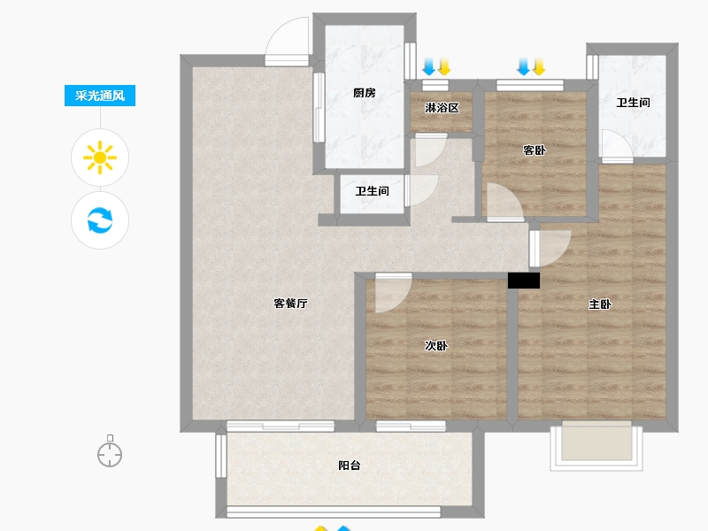 江西省-南昌市-保利梧桐语-81.79-户型库-采光通风