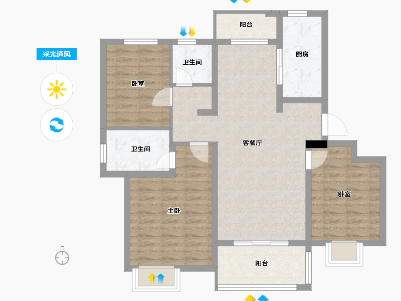 江西省-南昌市-保利梧桐语-88.44-户型库-采光通风