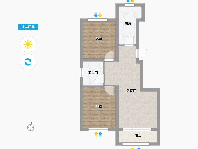 河北省-唐山市-万科公园大道-53.05-户型库-采光通风