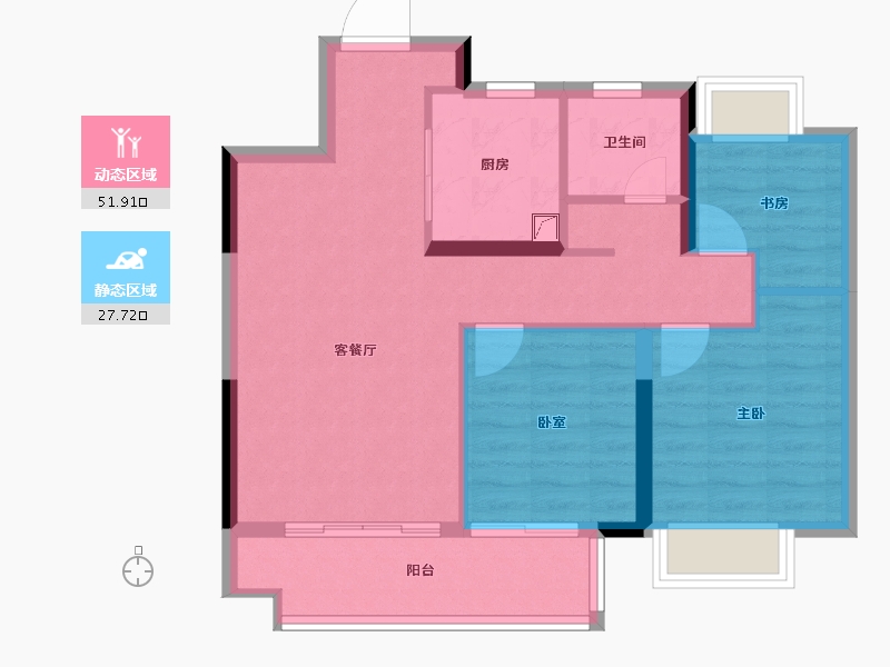 江西省-南昌市-华侨城万科世纪水岸-71.26-户型库-动静分区