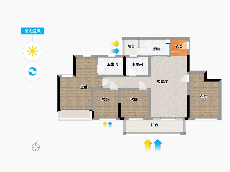 重庆-重庆市-金科禹洲府-98.05-户型库-采光通风