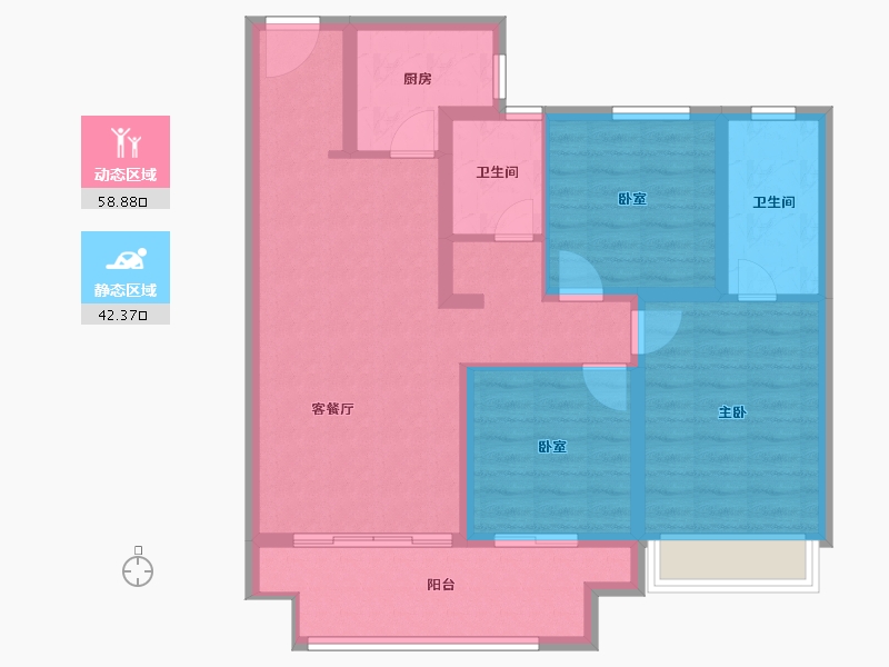 河南省-信阳市-建业黄国府-90.18-户型库-动静分区