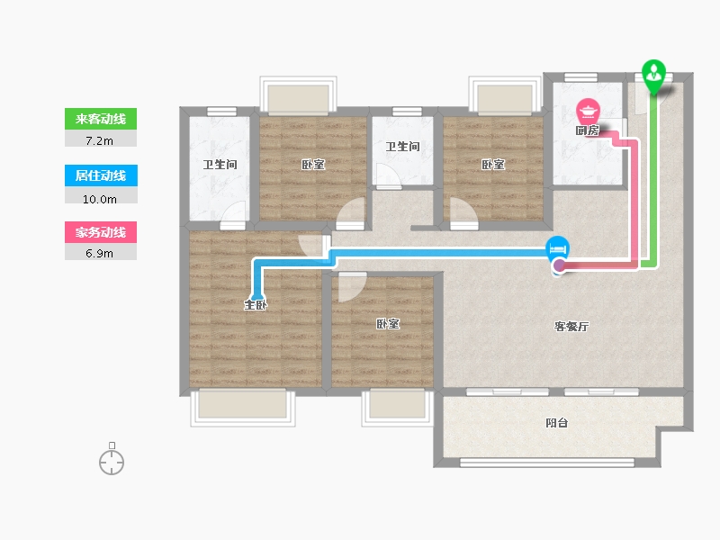 河南省-信阳市-建业黄国府-110.85-户型库-动静线