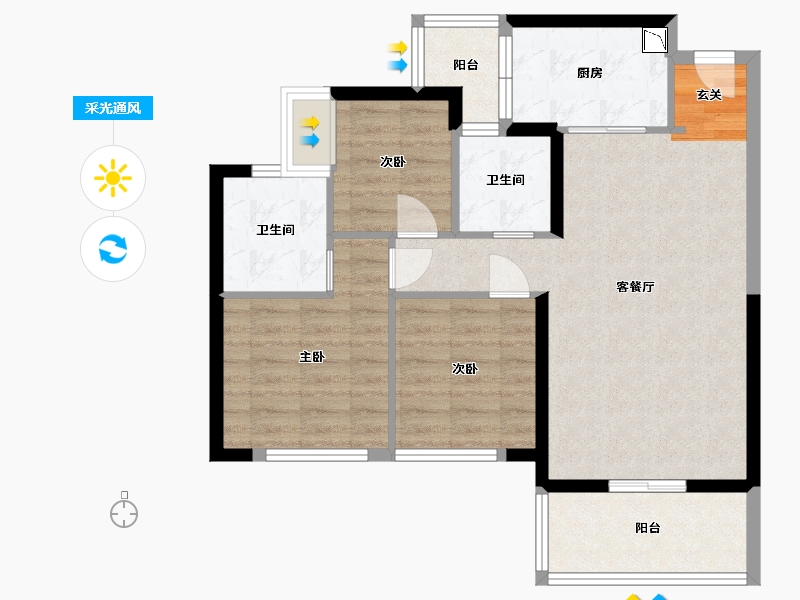 广东省-湛江市-华邦・�h珑湾-77.62-户型库-采光通风