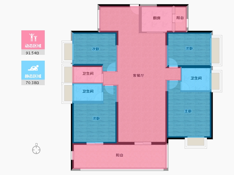 广东省-阳江市-丰泰公园里-145.82-户型库-动静分区