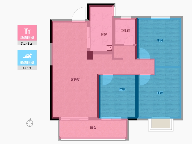 江西省-南昌市-保利华章香颂-76.03-户型库-动静分区