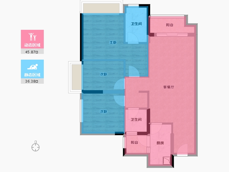 重庆-重庆市-万科金开悦府-72.68-户型库-动静分区