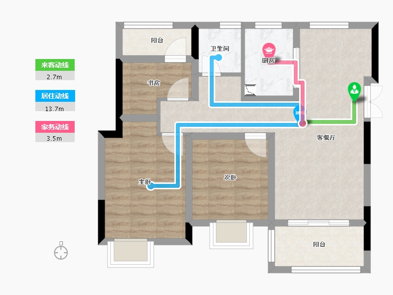 江西省-南昌市-红星桃花源筑-68.40-户型库-动静线