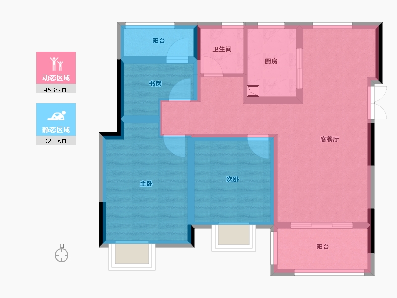 江西省-南昌市-红星桃花源筑-68.40-户型库-动静分区