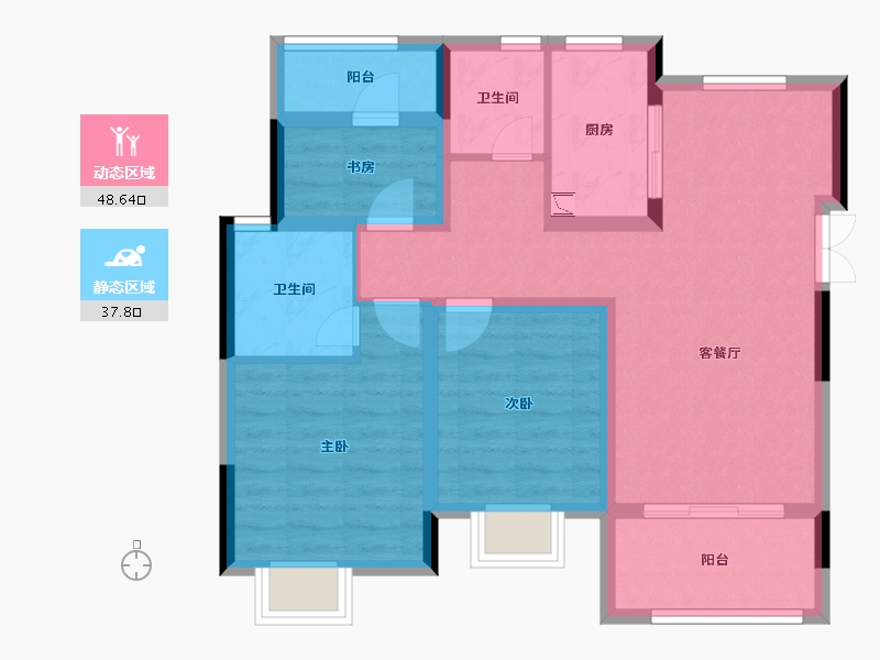 江西省-南昌市-红星桃花源筑-76.04-户型库-动静分区