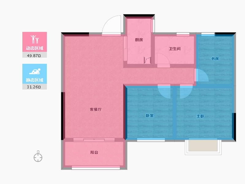 江西省-南昌市-湖畔学苑-71.51-户型库-动静分区