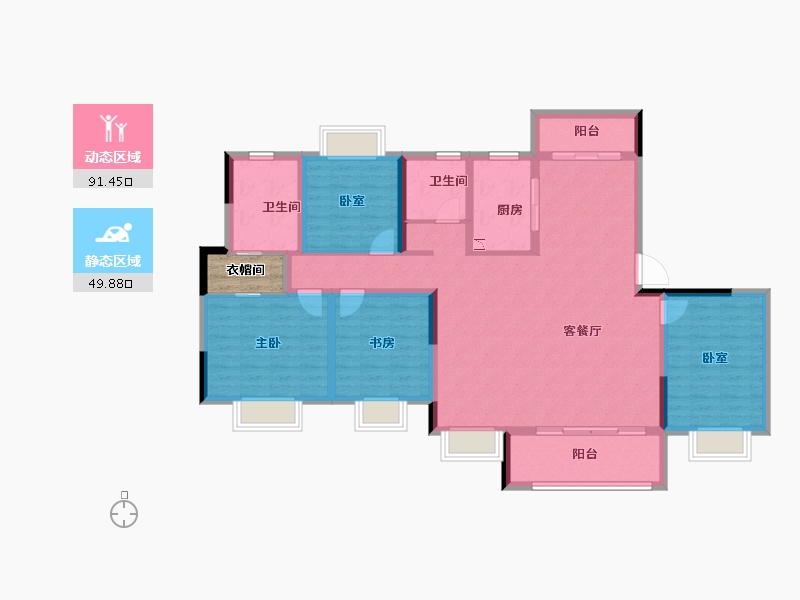 江西省-南昌市-湖畔学苑-130.42-户型库-动静分区