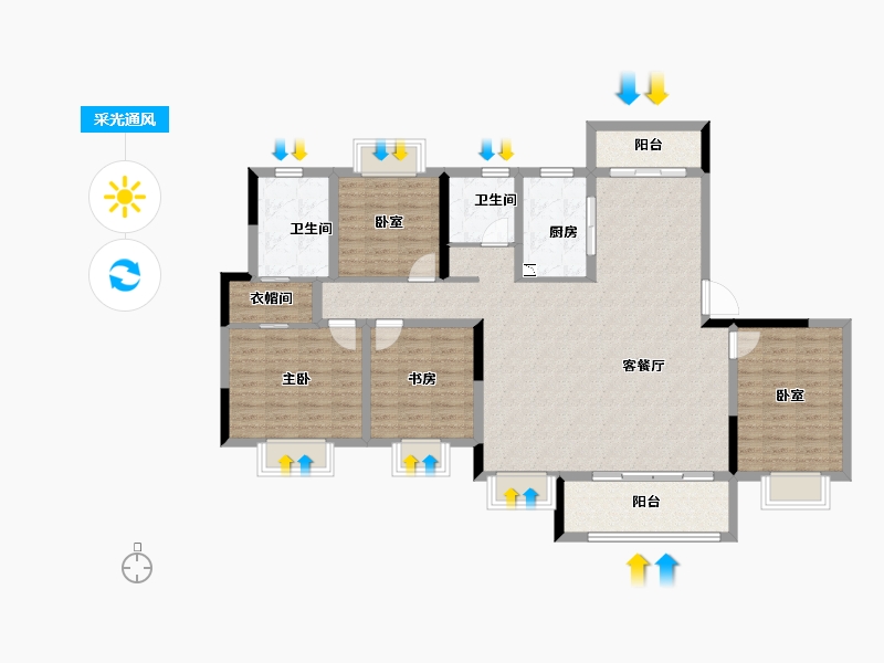 江西省-南昌市-湖畔学苑-130.42-户型库-采光通风