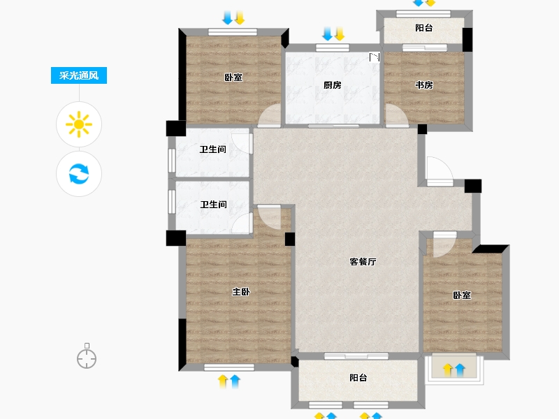 江西省-九江市-托斯卡纳小镇-106.61-户型库-采光通风