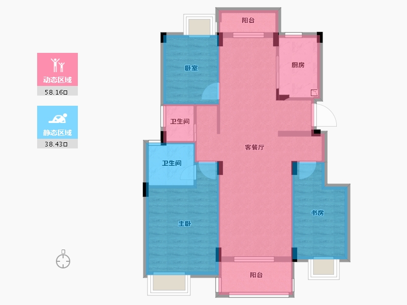 江西省-九江市-国豪美庐湾-86.89-户型库-动静分区