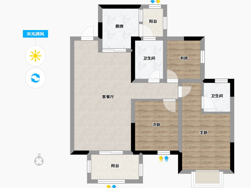 广西壮族自治区-南宁市-九樾府-73.98-户型库-采光通风