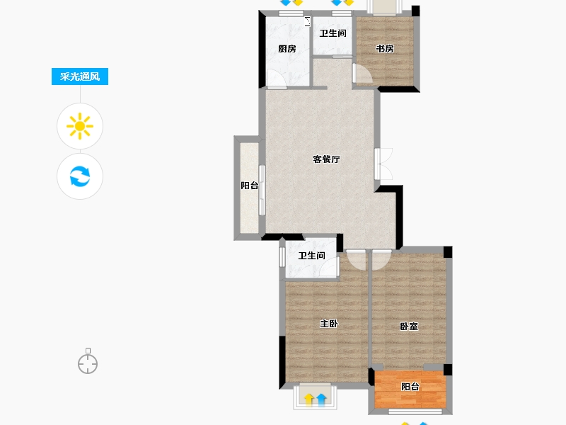 江西省-九江市-国豪美庐湾-85.93-户型库-采光通风