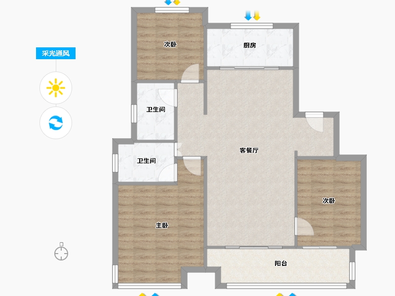 安徽省-合肥市-中海嶺湖湾-98.07-户型库-采光通风