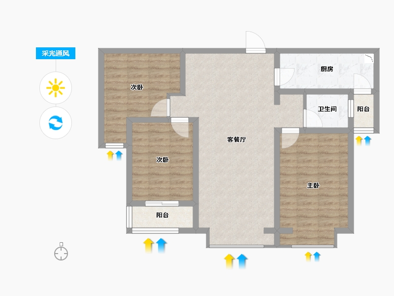 河南省-郑州市-物华臻悦-86.00-户型库-采光通风