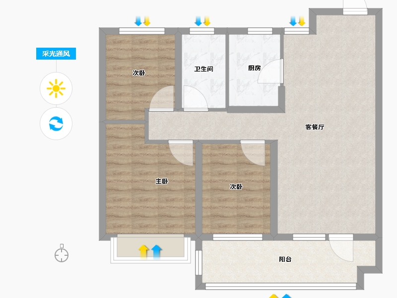 山东省-烟台市-瑞东・瑞学府-80.01-户型库-采光通风