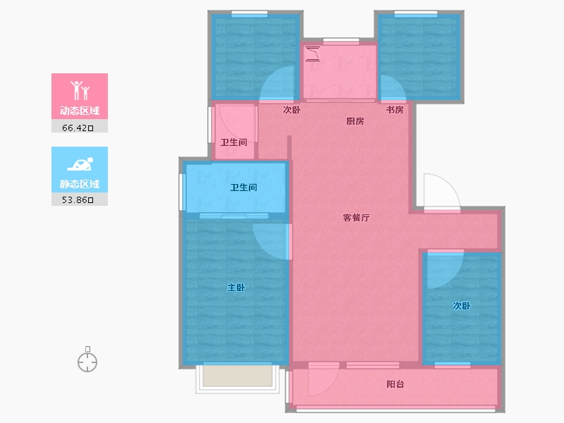 山东省-烟台市-瑞东・瑞学府-108.00-户型库-动静分区