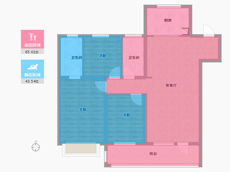 山东省-烟台市-瑞东・瑞学府-96.80-户型库-动静分区