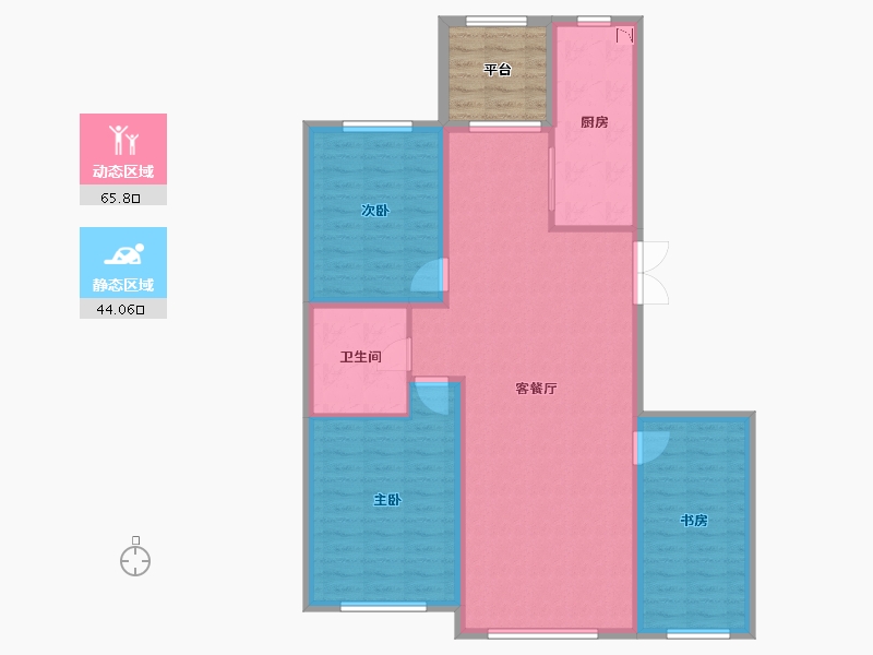 黑龙江省-佳木斯市-万象府-104.75-户型库-动静分区