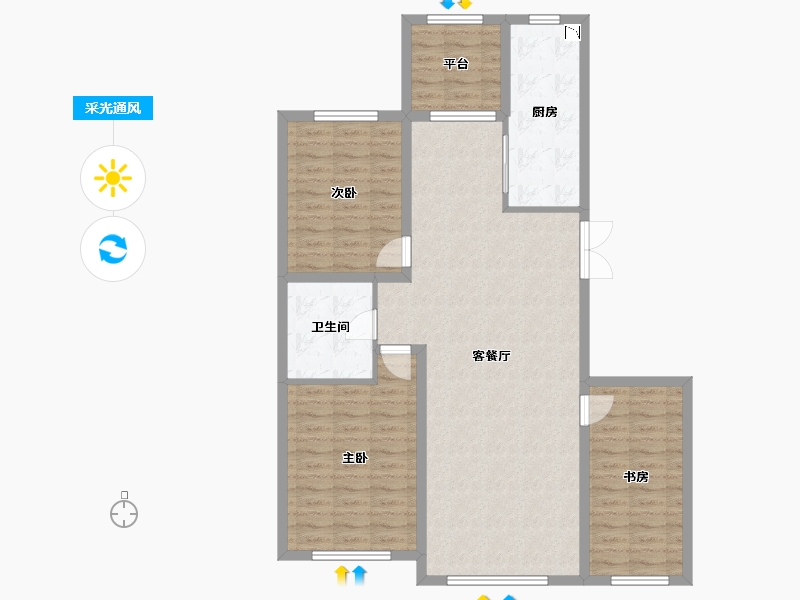 黑龙江省-佳木斯市-万象府-104.75-户型库-采光通风