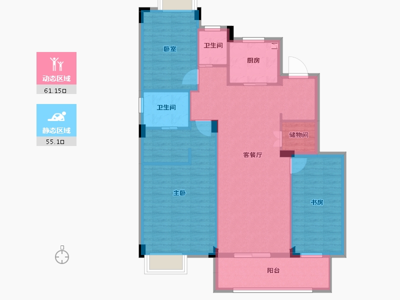 江西省-九江市-国豪美庐湾-105.35-户型库-动静分区