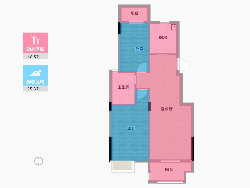 江西省-九江市-国豪美庐湾-66.41-户型库-动静分区