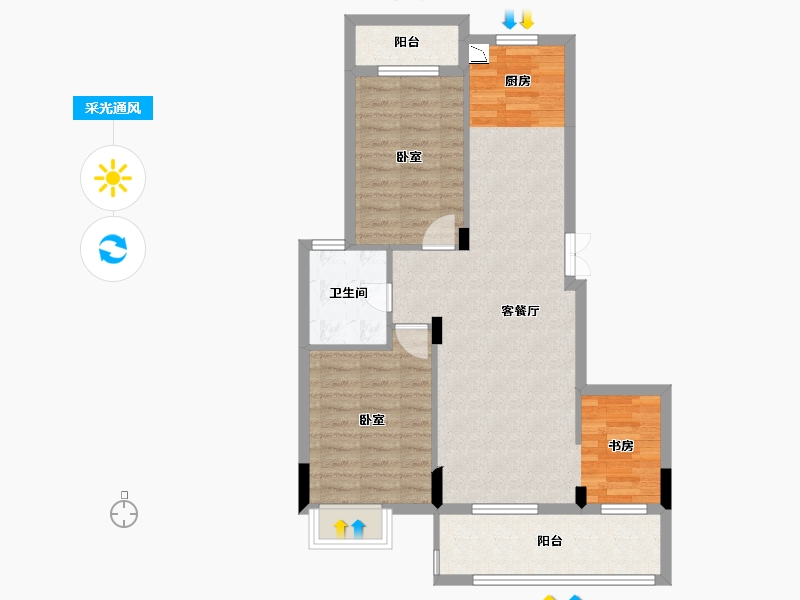 江西省-九江市-国豪美庐湾-76.14-户型库-采光通风