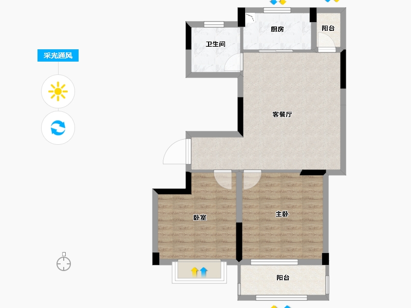 江西省-九江市-国豪美庐湾-70.74-户型库-采光通风