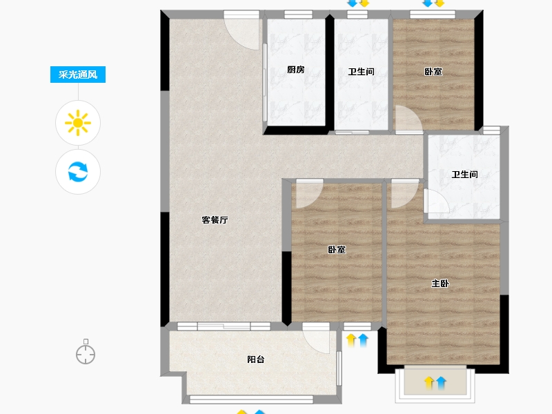 江西省-九江市-东投・太阳城-88.20-户型库-采光通风