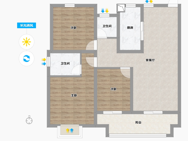 山东省-德州市-中梁金麟府-89.59-户型库-采光通风