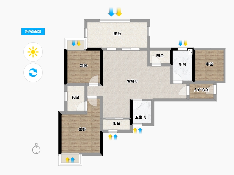 四川省-攀枝花市-中央公园-82.88-户型库-采光通风